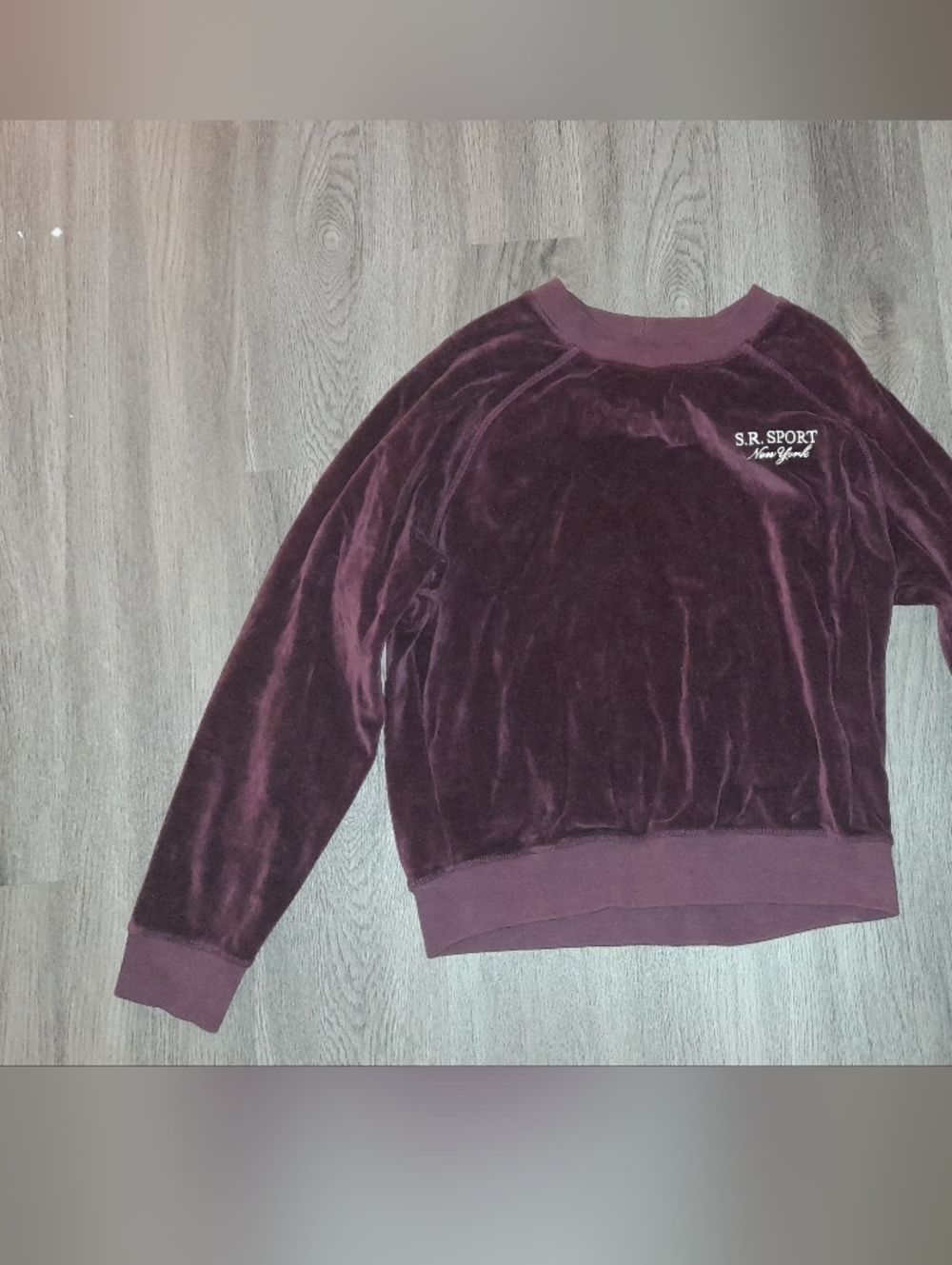 S.R. Sport Velvet Crewneck Sweatshirt - Deep Plum